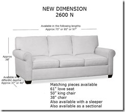 2600N sofa measurements